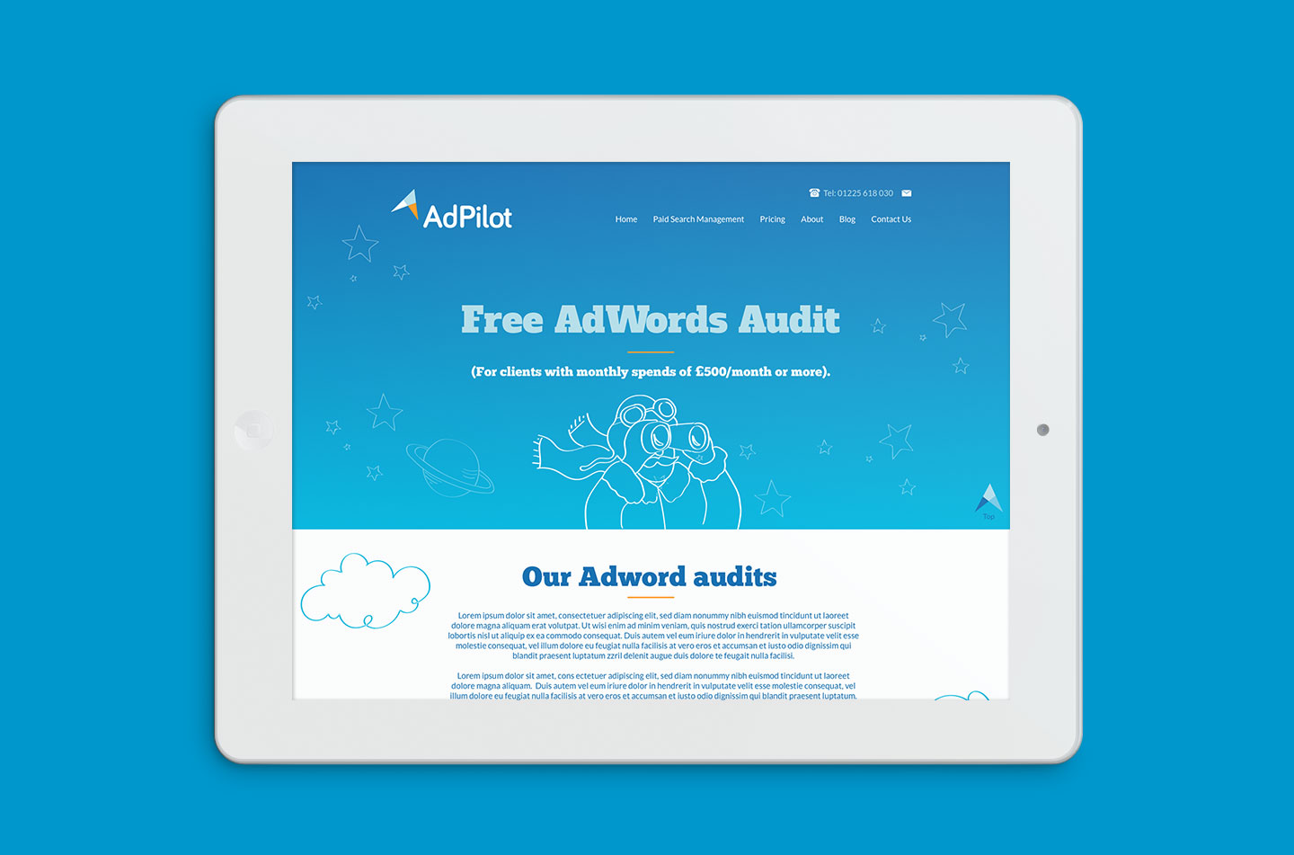 AdPilot website on tablet